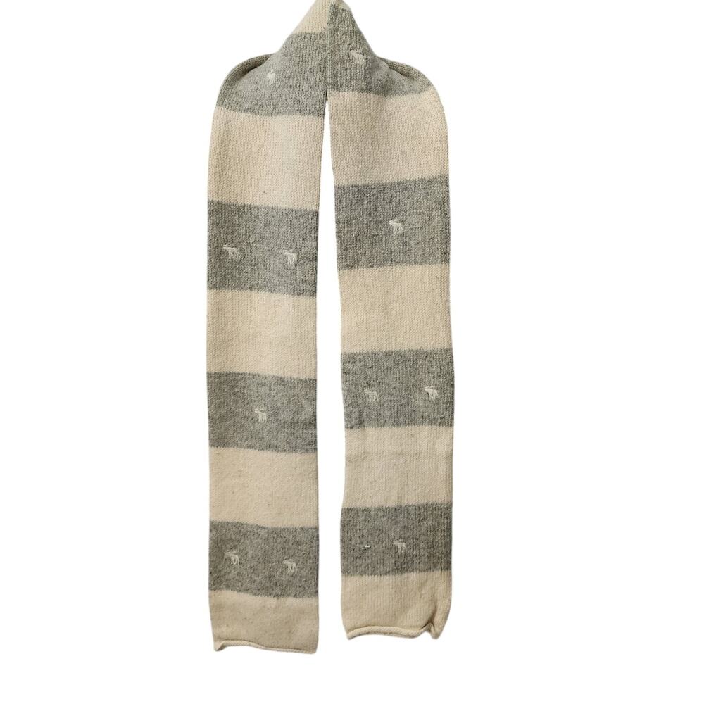 Abercrombie & Fitch Gray White Wool Blend Scarf 6ft Long Cozy Winter Wrap